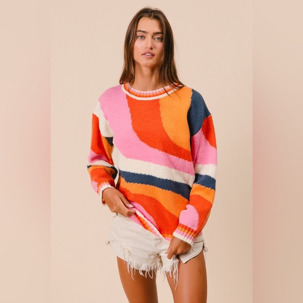 Anthropologie Multicolor Sweater - Pink, Orange, Blue - Picture 5 of 6